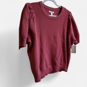 Nine West Women's Maroon Crew Neck Sweater
